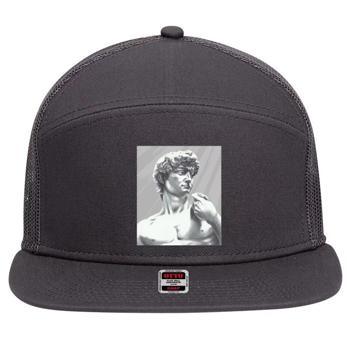 David Statue 7 Panel Mesh Trucker Snapback Hat