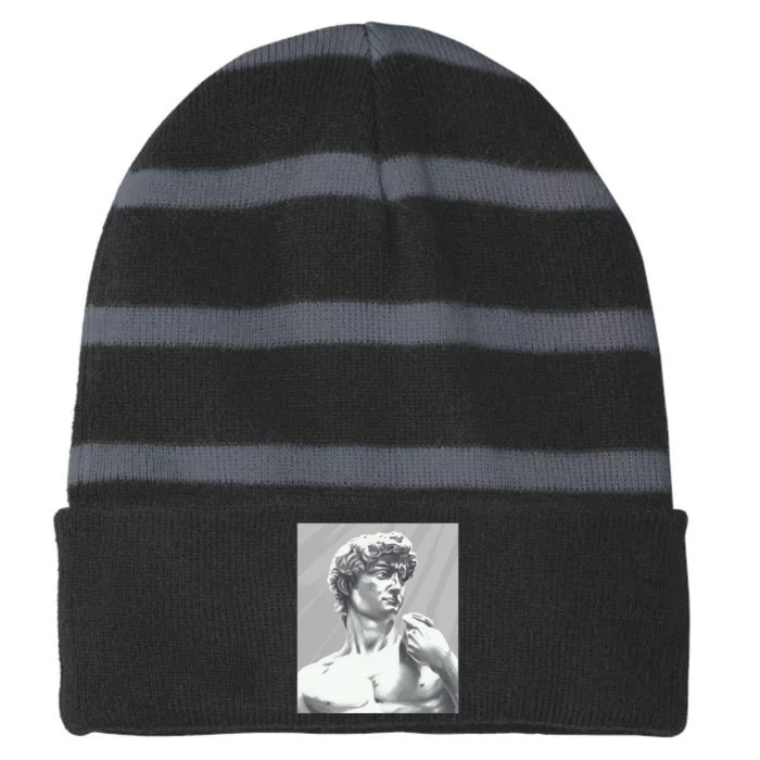 David Statue Striped Beanie with Solid Band