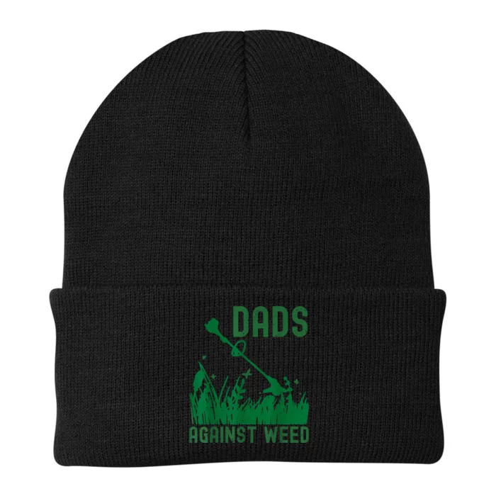 Dads Against Weed Lawn Mowing Funny Fathers Day Knit Cap Winter Beanie