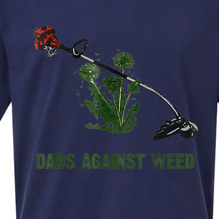 Dads Against Weed Funny Gardening Lawn Mowing Fathers Sueded Cloud Jersey T-Shirt