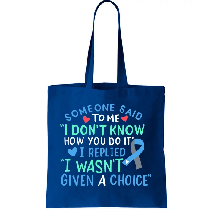 Diabetes Awareness Warrior Type 1 Type 2 T1 T2 Blue Ribbon Gift Tote Bag