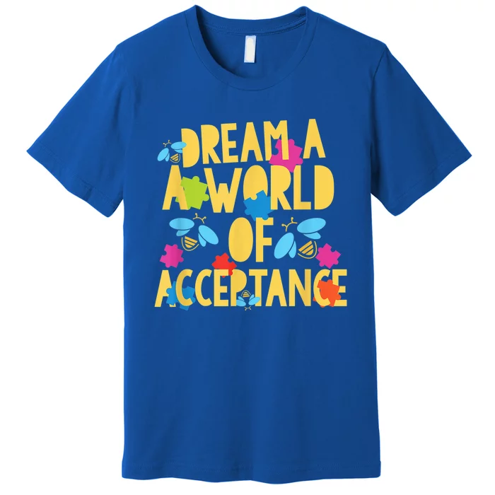 Dream A World of Acceptance Firefly Light Autism Awareness Premium T-Shirt