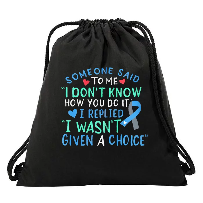 Diabetes Awareness Warrior Type 1 Type 2 T1 T2 Blue Ribbon Drawstring Bag