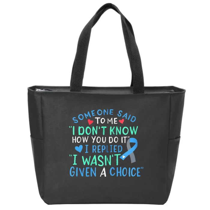 Diabetes Awareness Warrior Type 1 Type 2 T1 T2 Blue Ribbon Zip Tote Bag