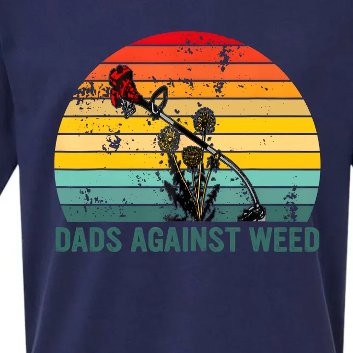 Dads Against Weed Funny Gardening Lawn Mowing Fathers Sueded Cloud Jersey T-Shirt