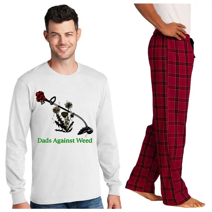 Dads Against Weed Funny Gardening Lawn Mowing Fathers Long Sleeve Pajama Set