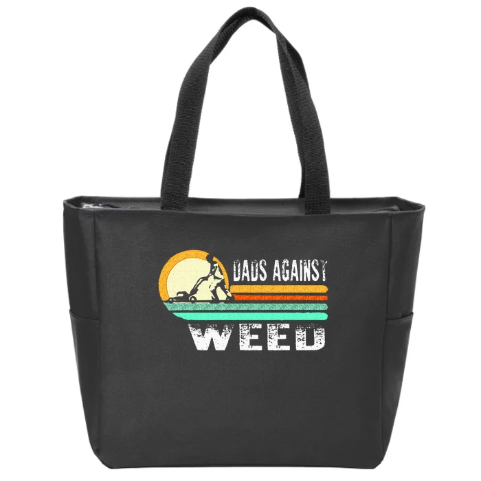 Dads Against Weed Funny Gardening Lawn Mowing Lawn Mower Men Zip Tote Bag