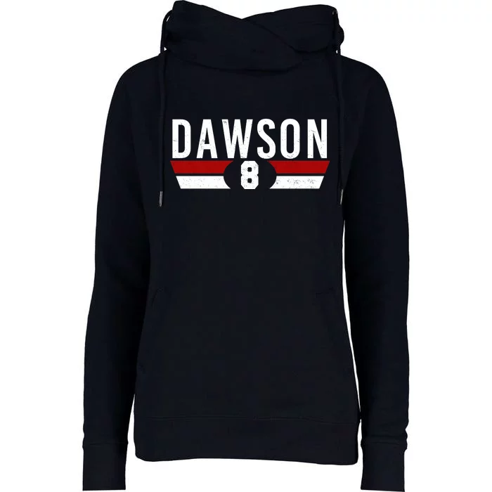 Dawson 8 Vintage Baseball Player Womens Funnel Neck Pullover Hood