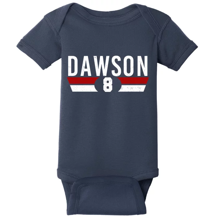 Dawson 8 Vintage Baseball Player Baby Bodysuit