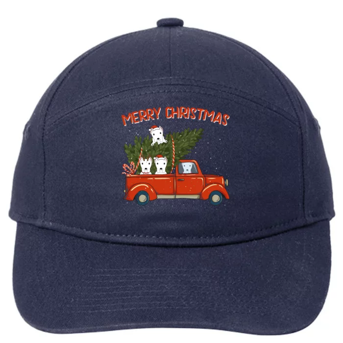 Dogo Argentino Xmas Vintage Red Pickup Meaningful Gift 7-Panel Snapback Hat