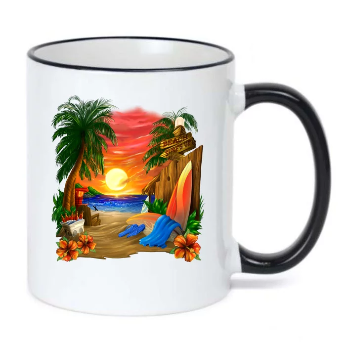 Day at the Beach Black Color Changing Mug