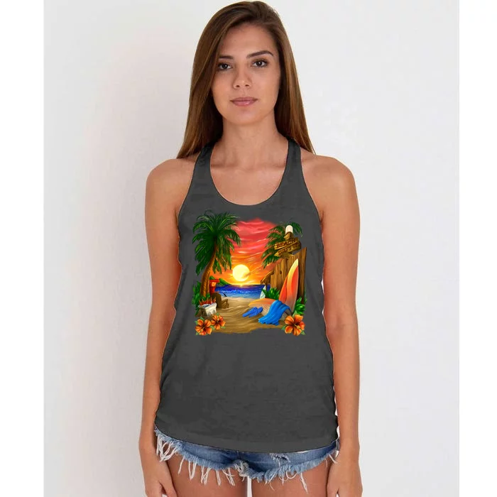 Day at the Beach Women's Knotted Racerback Tank