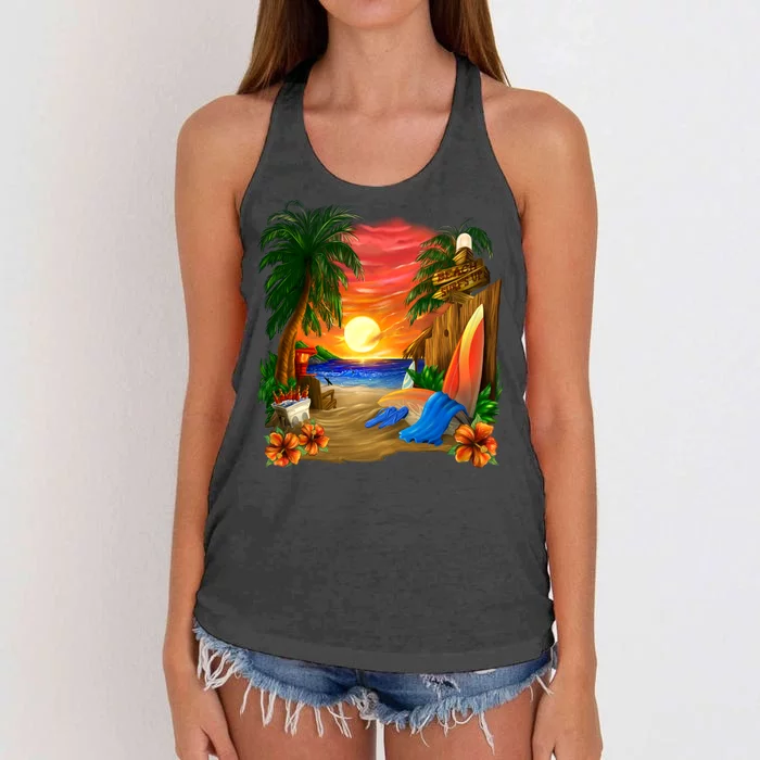 Day at the Beach Women's Knotted Racerback Tank