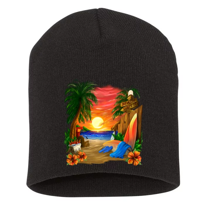 Day at the Beach Short Acrylic Beanie