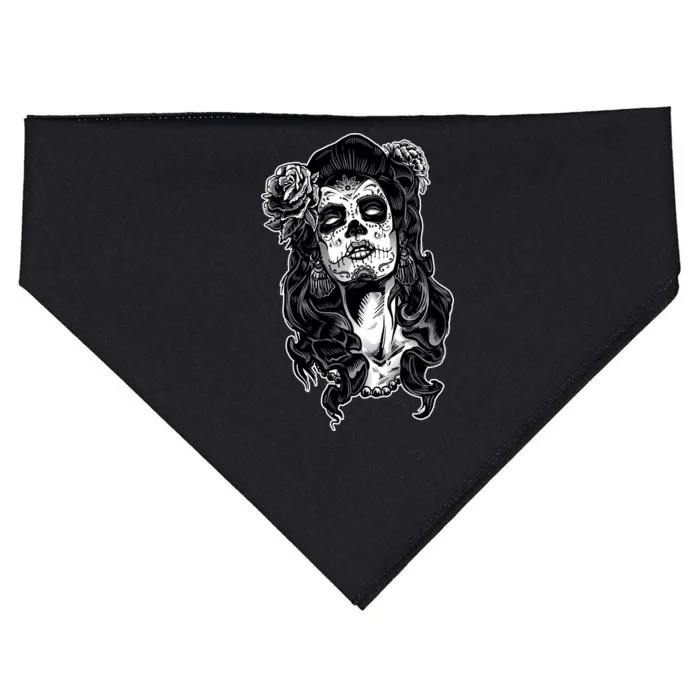 Day Of The Dead Beauty Skeleton USA-Made Doggie Bandana