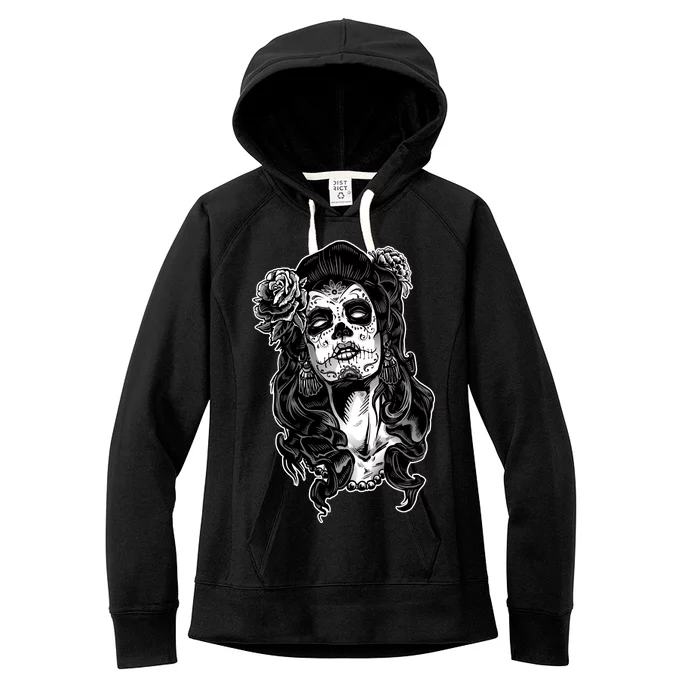 Day Of The Dead Beauty Skeleton Women's Fleece Hoodie