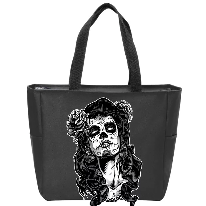 Day Of The Dead Beauty Skeleton Zip Tote Bag