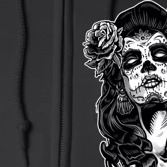 Day Of The Dead Beauty Skeleton Full Zip Hoodie