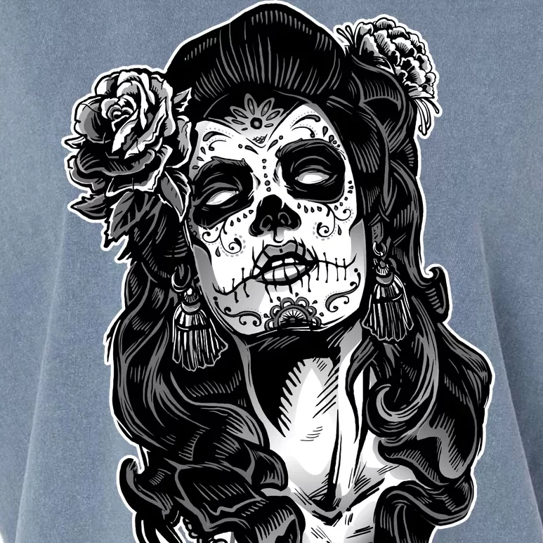 Day Of The Dead Beauty Skeleton Garment-Dyed Women's Muscle Tee