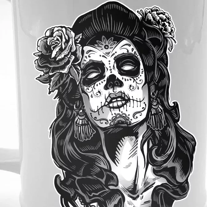 Day Of The Dead Beauty Skeleton Front & Back Beer Stein