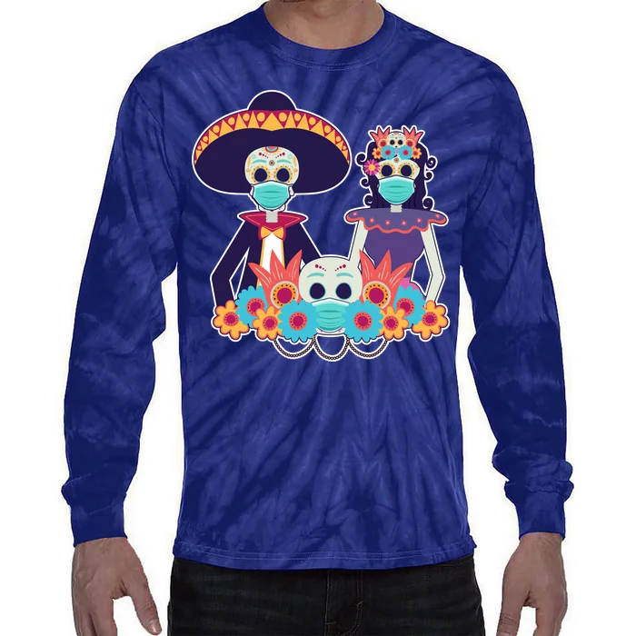 Day Of The Dead Dia De Los Muertos Quarantine Tie-Dye Long Sleeve Shirt