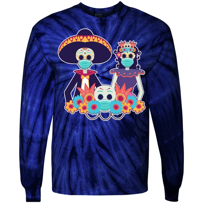 Day Of The Dead Dia De Los Muertos Quarantine Tie-Dye Long Sleeve Shirt