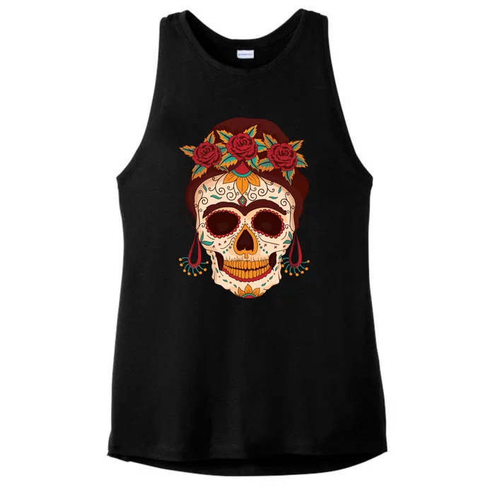 Day Of The Dead Female Ladies Tri-Blend Wicking Tank