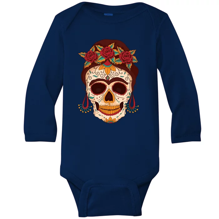 Day Of The Dead Female Baby Long Sleeve Bodysuit