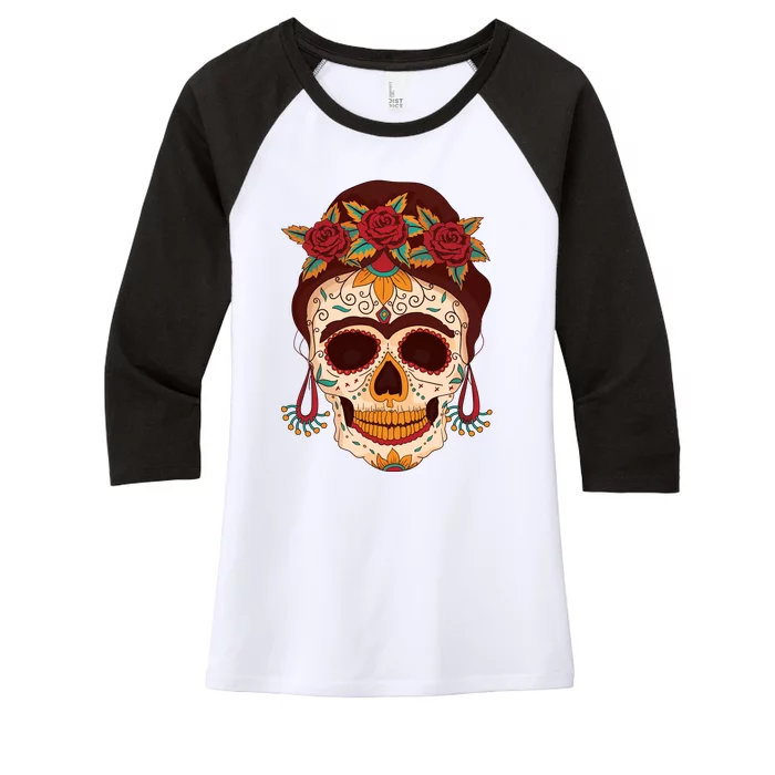 Day Of The Dead Female Women's Tri-Blend 3/4-Sleeve Raglan Shirt