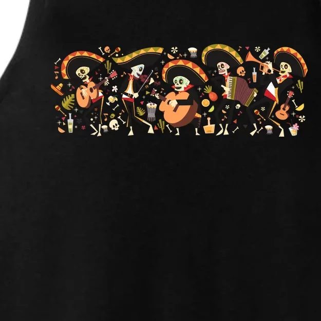 Day Of The dead Mariachi Ladies Tri-Blend Wicking Tank