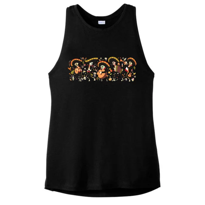 Day Of The dead Mariachi Ladies Tri-Blend Wicking Tank