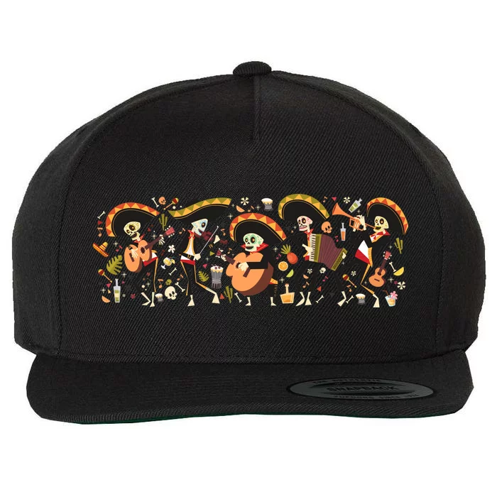 Day Of The dead Mariachi Wool Snapback Cap