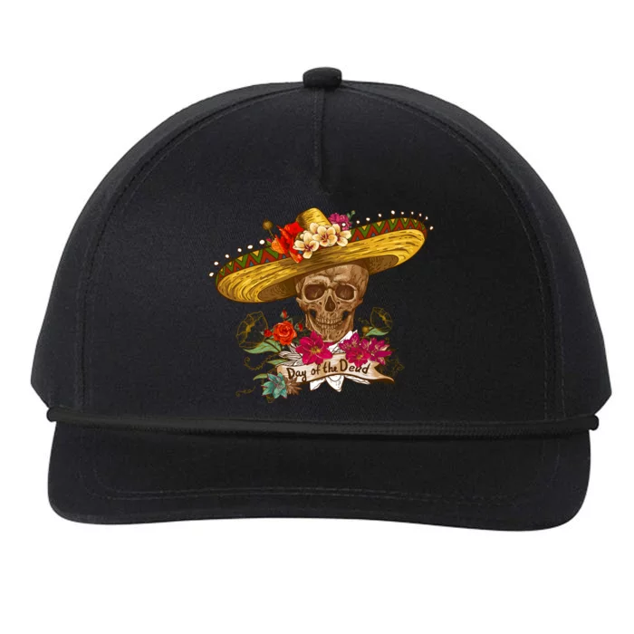 Day Of The Dead Mexican Skull Snapback Five-Panel Rope Hat