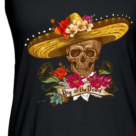 Day Of The Dead Mexican Skull Ladies Essential Flowy Tank