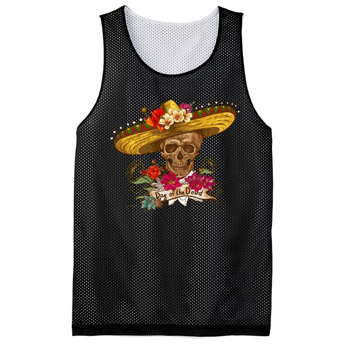 Day Of The Dead Mexican Skull Mesh Reversible Basketball Jersey Tank