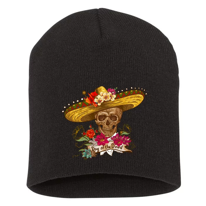 Day Of The Dead Mexican Skull Short Acrylic Beanie