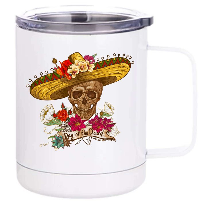 Day Of The Dead Mexican Skull Front & Back 12oz Stainless Steel Tumbler Cup