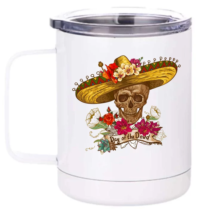 Day Of The Dead Mexican Skull Front & Back 12oz Stainless Steel Tumbler Cup