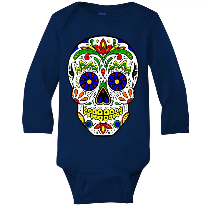 Day of the Dead Skull dia de los Muertos Baby Long Sleeve Bodysuit