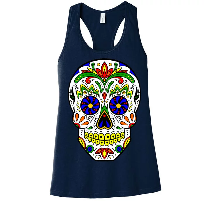 Day of the Dead Skull dia de los Muertos Women's Racerback Tank