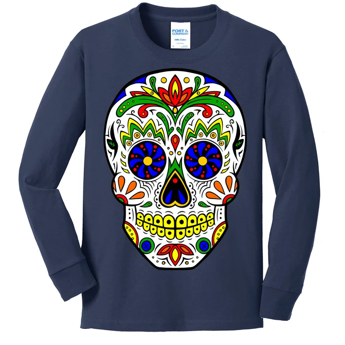 Day of the Dead Skull dia de los Muertos Kids Long Sleeve Shirt