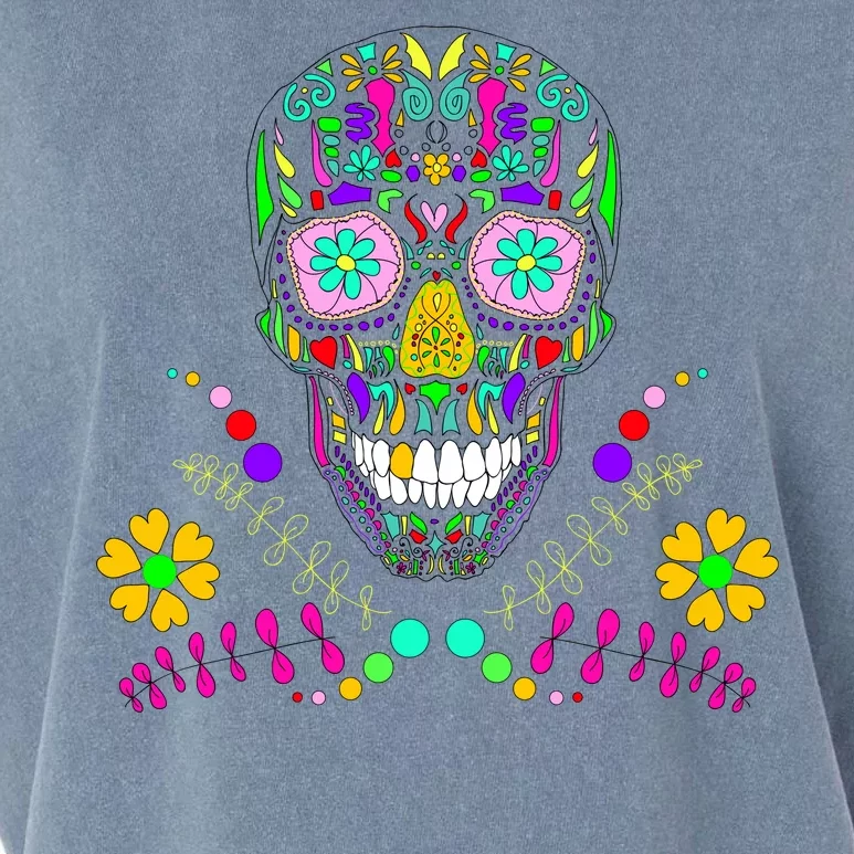 Day of The Dead Skull Flower Glasses Garment-Dyed Women's Muscle Tee