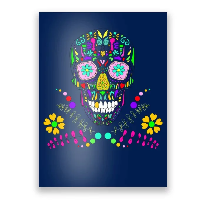 Day of The Dead Skull Flower Glasses Poster