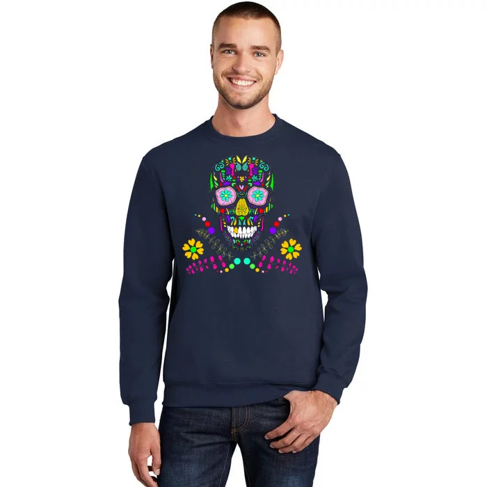 Day of The Dead Skull Flower Glasses Tall Sweatshirt