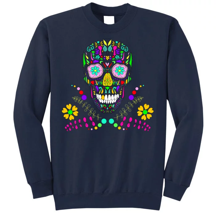 Day of The Dead Skull Flower Glasses Tall Sweatshirt