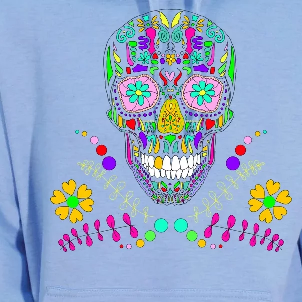 Day of The Dead Skull Flower Glasses Unisex Surf Hoodie