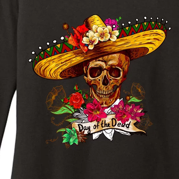 Day of the Dead Sugar Skull Sombrero Womens CVC Long Sleeve Shirt