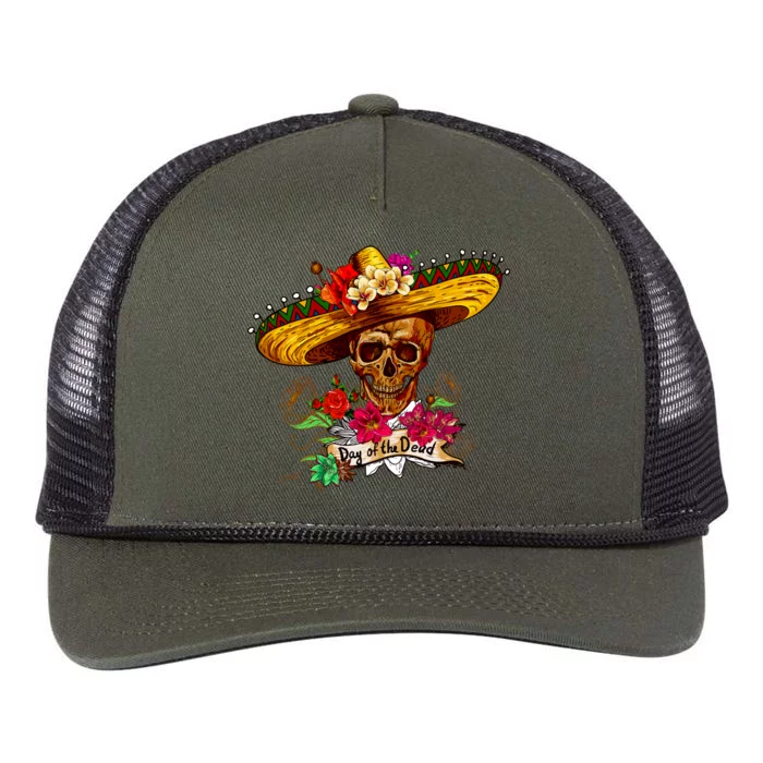 Day of the Dead Sugar Skull Sombrero Retro Rope Trucker Hat Cap