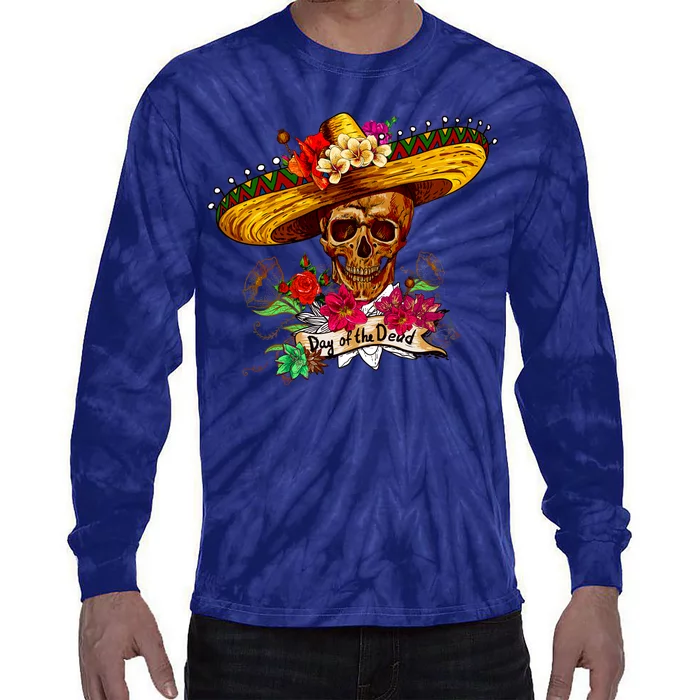 Day of the Dead Sugar Skull Sombrero Tie-Dye Long Sleeve Shirt