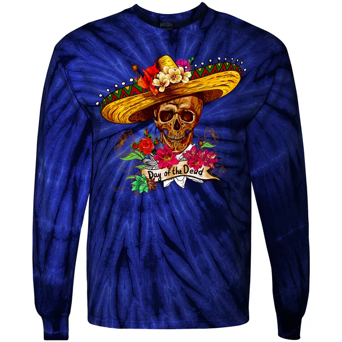 Day of the Dead Sugar Skull Sombrero Tie-Dye Long Sleeve Shirt